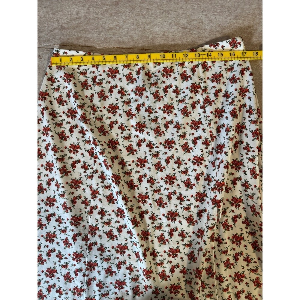 Danielle Bernstein Midi Skirt‎ Women XL White Red Floral Slit NWT Romantic Flowy - Picture 3 of 8